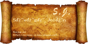 Sóvágó Jolán névjegykártya